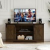 Okvnbjk Support TV de ferme pour télévision de 65 pouces, centre de divertissement avec porte de grange coulissante, meuble T