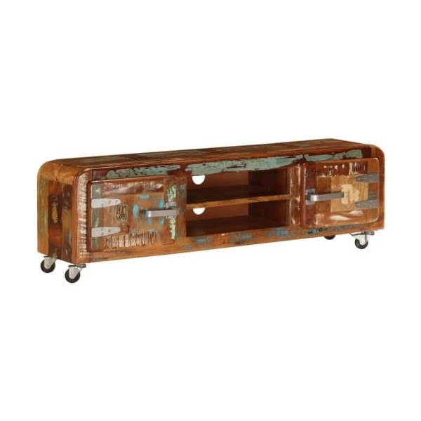 Suuim Meuble TV de Salon Meuble TV Console multimédia Meuble TV en Bois 47,2" x11,8 x14,2 Bois de récupération Massif pour Sa