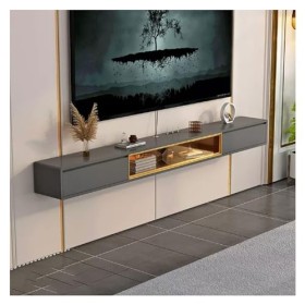 Support mural pour TV Meuble TV mural de 78,7 pouces, console multimédia for centre de divertissement, étagère TV flottante, 