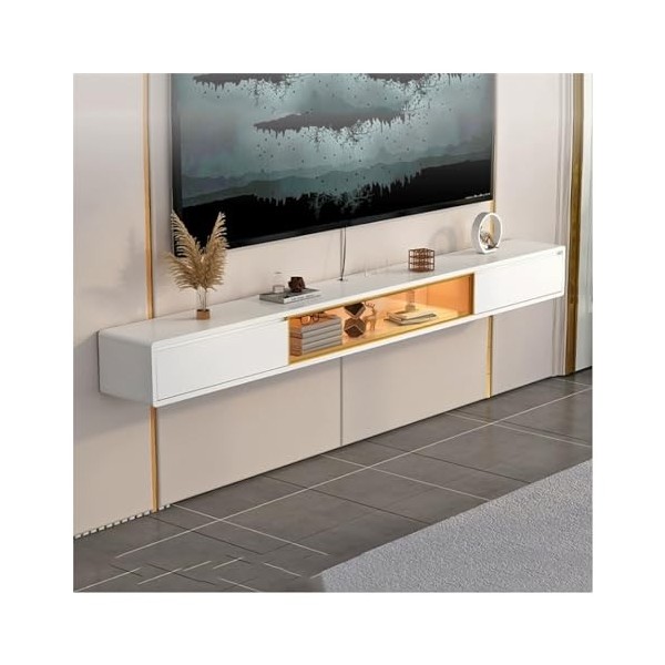 Support mural pour TV Meuble TV mural de 78,7 pouces, console multimédia for centre de divertissement, étagère TV flottante, 