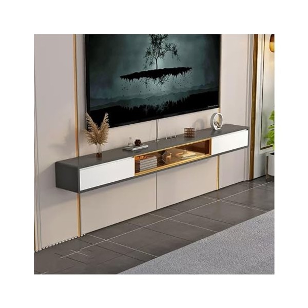 Support mural pour TV Meuble TV mural de 78,7 pouces, console multimédia for centre de divertissement, étagère TV flottante, 