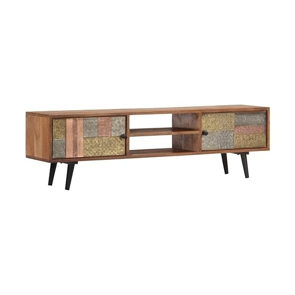 Meuble TV Salon Meuble TV Console Multimédia Meuble TV en Bois 55" x11,8 x15,7 Bois dAcacia Massif pour Salon, Couloir, Entr