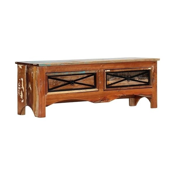 Meuble TV Meuble TV avec Rangement Salon Meuble TV Console Multimédia 47,2" x11,8 x15,7 Bois de Récupération Massif pour Salo