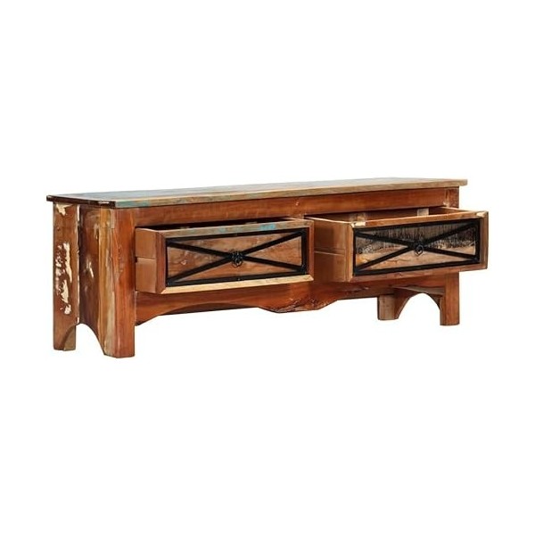 Meuble TV Meuble TV avec Rangement Salon Meuble TV Console Multimédia 47,2" x11,8 x15,7 Bois de Récupération Massif pour Salo