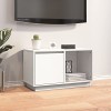 Meuble TV avec 2 Grands Compartiments, Meuble TV en Bois Massif, Meuble TV Moderne pour Salon, Meuble TV, Blanc 74x35x44 cm 