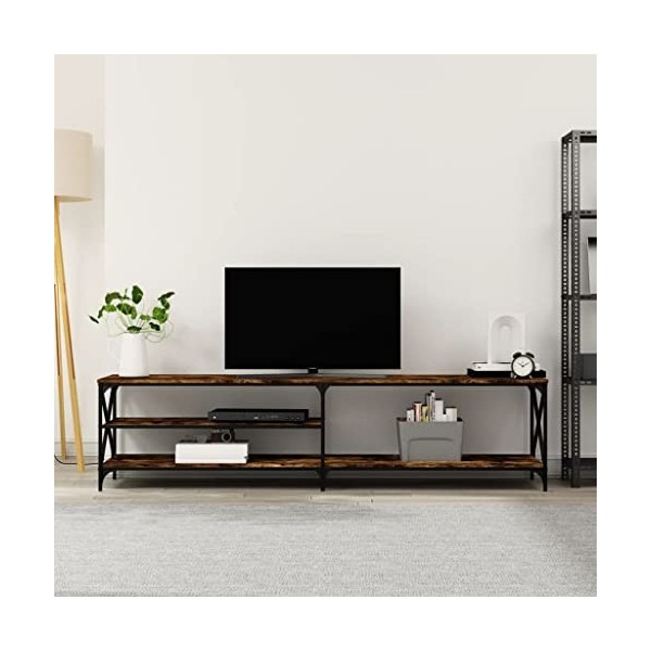 GaRcan Meuble TV, Meuble TV avec étagères, Meuble multimédia pour Salon, Centre de Divertissement, Style Industriel, Bois di