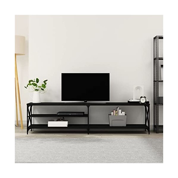 GaRcan Meuble TV, Meuble TV avec étagères, Meuble multimédia pour Salon, Centre de Divertissement, Style Industriel, Bois di