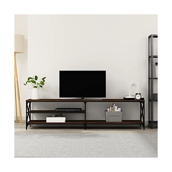 GaRcan Meuble TV, Meuble TV avec étagères, Meuble multimédia pour Salon, Centre de Divertissement, Style Industriel, Bois di