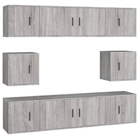 Meuble TV 8 pièces en bois Sonoma gris