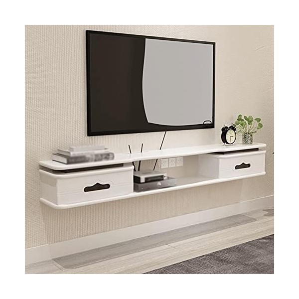 RUtavm Meuble TV Flottant Meuble TV Flottant, étagère TV Murale en Bois avec Deux tiroirs, pour Rangement de boîte de câbles,