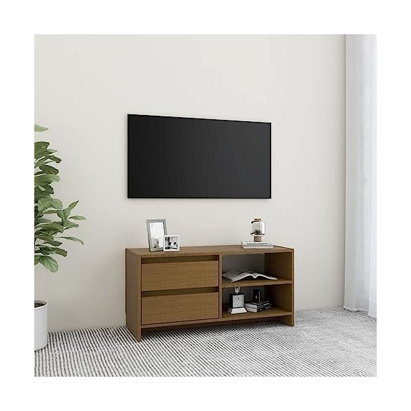 Maxspace TV Meuble, Meuble Tele, Meuble TV Chambre, Meuble TV IindustrielMarron Miel 80x31x39 cm Bois de pin massifConvient à