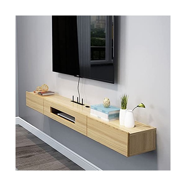 RUtavm Meuble TV Flottant Meuble TV Flottant, décodeur, routeur, étagère TV Murale, tiroirs, Convient pour Chambre à Coucher,
