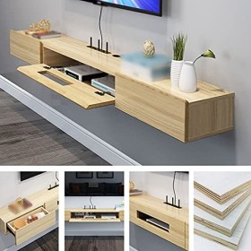 RUtavm Meuble TV Flottant Meuble TV Flottant, décodeur, routeur, étagère TV Murale, tiroirs, Convient pour Chambre à Coucher,