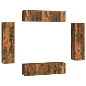 TALCUS Home Hardware Businese Meuble TV 6 pièces en chêne fumé