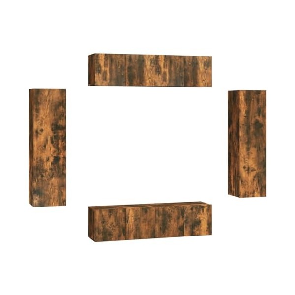 TALCUS Home Hardware Businese Meuble TV 6 pièces en chêne fumé