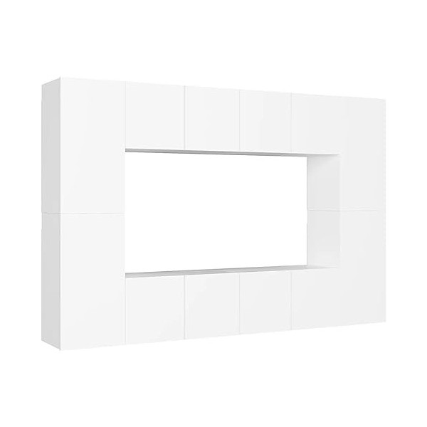 RAUGAJ Home Hardware Businese Meuble TV 8 pièces en bois dingénierie Blanc