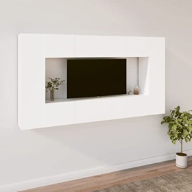 CBLDF Meuble TV 8 pièces en bois blanc
