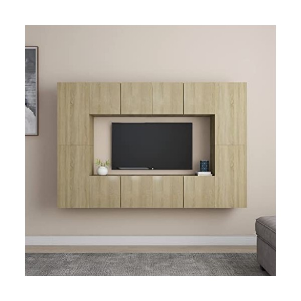 RAUGAJ Home Hardware Businese Meuble TV 8 pièces en chêne Sonoma