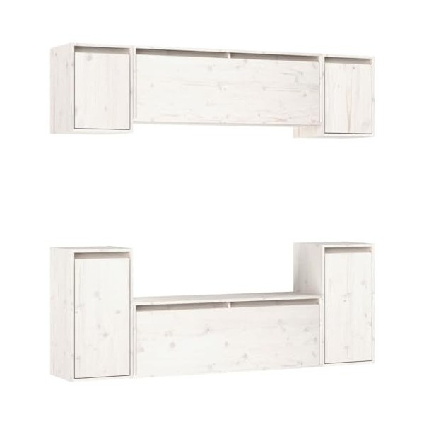 TALCUS Home Hardware Businese Lot de 6 meubles TV en pin massif Blanc
