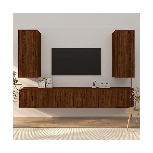 TALCUS Home Hardware Businese Meuble TV 6 pièces Chêne Marron