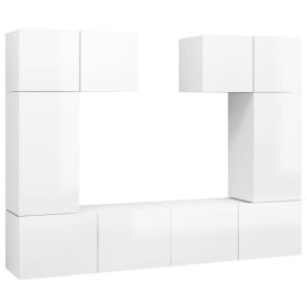 RAUGAJ Home Hardware Businese Meuble TV 6 pièces en bois Blanc brillant