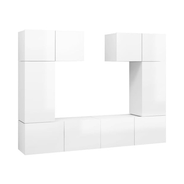 RAUGAJ Home Hardware Businese Meuble TV 6 pièces en bois Blanc brillant