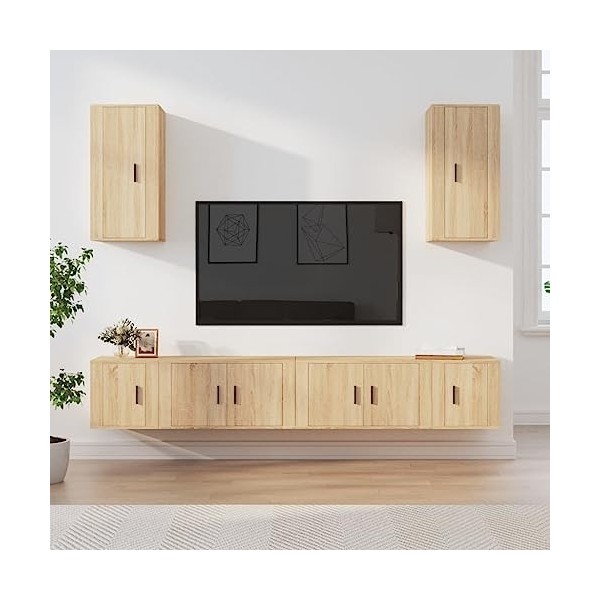 bujee Meuble TV 6 pièces en chêne Sonoma