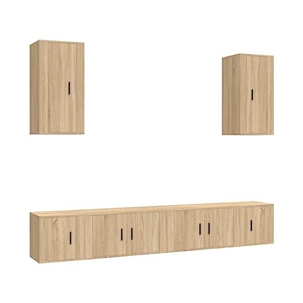 bujee Meuble TV 6 pièces en chêne Sonoma