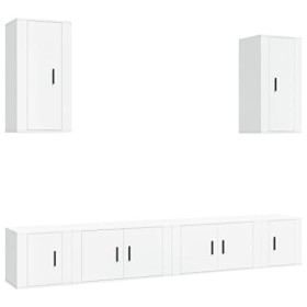 WOODEY Meuble TV 6 pièces en bois blanc