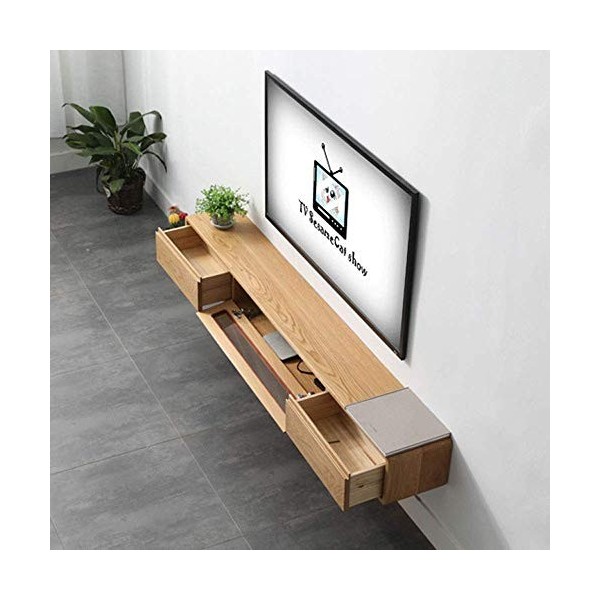 FHKBB Étagère TV Flottante Meuble TV Mural Console multimédia TV, Meuble TV Suspendu, étagère de Rangement, Armoire de Rangem