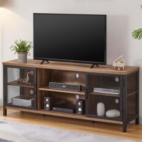 FATORRI Centre de divertissement industriel pour téléviseurs jusquà 65 pouces, meuble TV en bois rustique, grande console TV