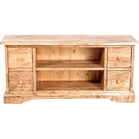 Biscottini Meuble tv bois massif L129xPR40xH60 cm Made in Italy | Meuble bois tv de tilleul | Table tv en bois artisanal | Me