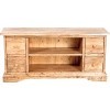 Biscottini Meuble tv bois massif L129xPR40xH60 cm Made in Italy | Meuble bois tv de tilleul | Table tv en bois artisanal | Me