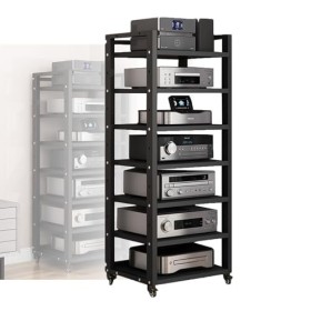 Support De Stockage Multimédia, Armoire De Composants De Support Audio Vidéo Avec 7 Étagères Réglables, Support De Stockage O