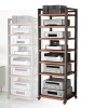 Armoire Multimédia AV À 7 Niveaux, Armoire De Composants, Support De Rangement Ouvert Amovible Avec Étagère En Bois Réglable 