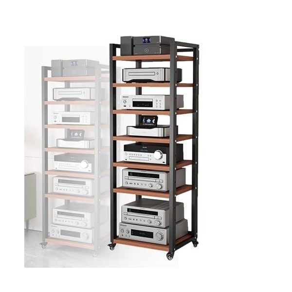 Armoire Multimédia AV À 7 Niveaux, Armoire De Composants, Support De Rangement Ouvert Amovible Avec Étagère En Bois Réglable