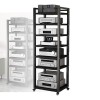 Armoire Multimédia AV À 7 Niveaux, Armoire De Composants, Support De Rangement Ouvert Amovible Avec Étagère En Bois Réglable 