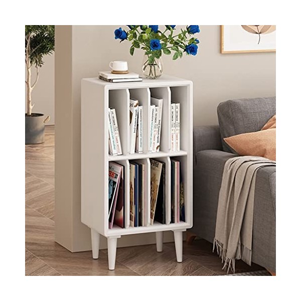 Bibliothèque en Bois de Pin À 2 Étagères, Cube de Stockage de Vinyles, Étagère Vintage pour Platine Tournante 4 Rangements po