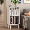 Bibliothèque en Bois de Pin À 2 Étagères, Cube de Stockage de Vinyles, Étagère Vintage pour Platine Tournante 4 Rangements po