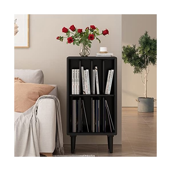 Bibliothèque en Bois de Pin À 2 Étagères, Cube de Stockage de Vinyles, Étagère Vintage pour Platine Tournante 4 Rangements po