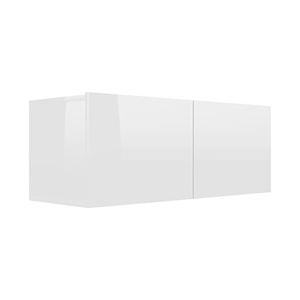 VEEKI Meuble TV, Meuble TV Suspendu, Meuble TV Blanc, Meuble TV Industriel, Meubles de Salon, Salon, Chambre, Cadre en Acier,