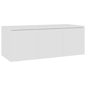 Ksodgun Meuble TV Armoire Basse Meuble Divertissement Meuble Multimédia avec 3 Tiroirs Salon Maison Intérieur Blanc 80x34x30 