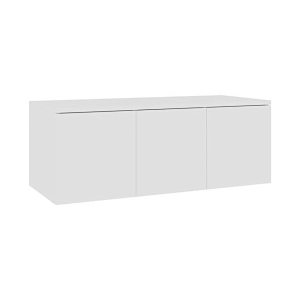 Ksodgun Meuble TV Armoire Basse Meuble Divertissement Meuble Multimédia avec 3 Tiroirs Salon Maison Intérieur Blanc 80x34x30 