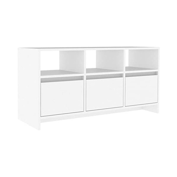 Meuble TV Blanc 102x37,5x52,5 cm Aggloméré