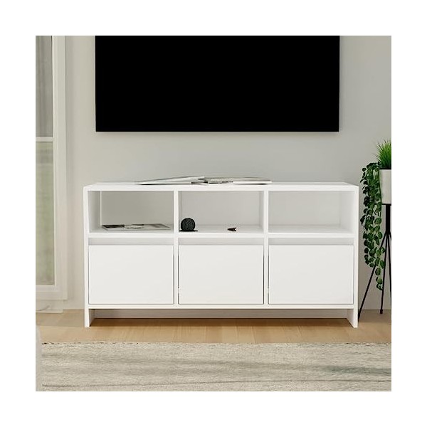 Meuble TV Blanc 102x37,5x52,5 cm Aggloméré
