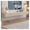 Meuble TV Flottant Mural Support TV flottant simple et moderne, centre de divertissement suspendu mural et étagère darmoire,