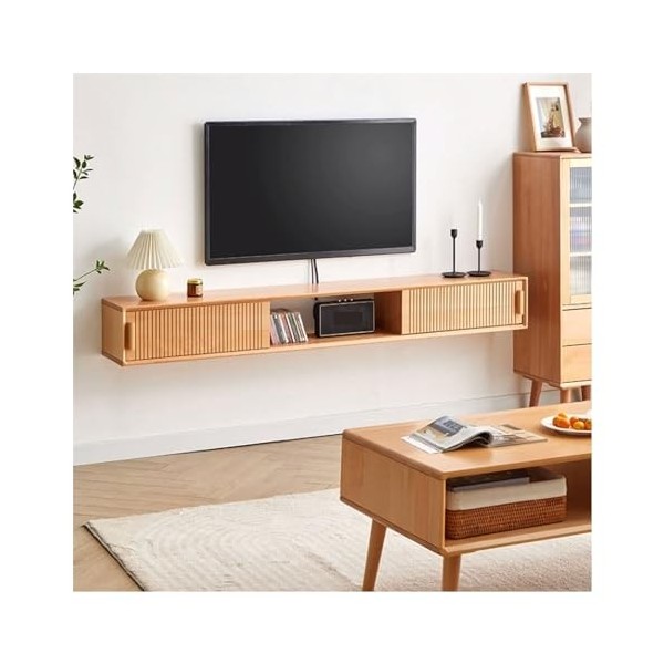 Meuble TV Flottant Mural Support TV flottant en bois, centre de divertissement flottant 59/71, console multimédia flottan