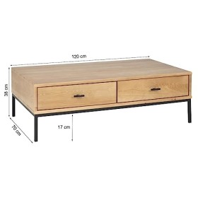 Meble Doktór Banc de salon 120x70, SIRIO LOFT en bois, couleur chêne, table basse à 4 tiroirs