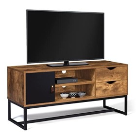 IDMarket - Meuble TV Chicago 2 tiroirs avec Placard Design Industriel 110 cm