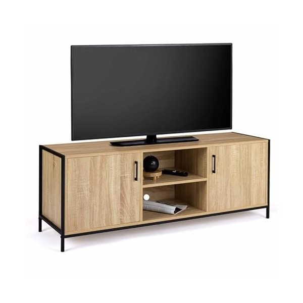 IDMarket - Meuble TV Detroit 2 Portes Design Industriel 140 cm